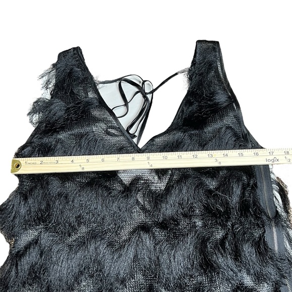 Plastic Island Sheer Tassel dress low back Women’s Medium in Black side‎ zipper - Picture 6 of 8